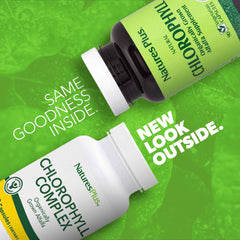 Front bottle design of Natures Plus Chlorophyll Complex (90 capsules)
