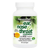 Natures Plus Ear Nose Throat probiotic lozenges with K12 and tropical cherry-berry flavor