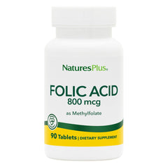 Nature's Plus Folic Acid Hearts bottle with 800 mcg methylfolate 90 vegan tablets