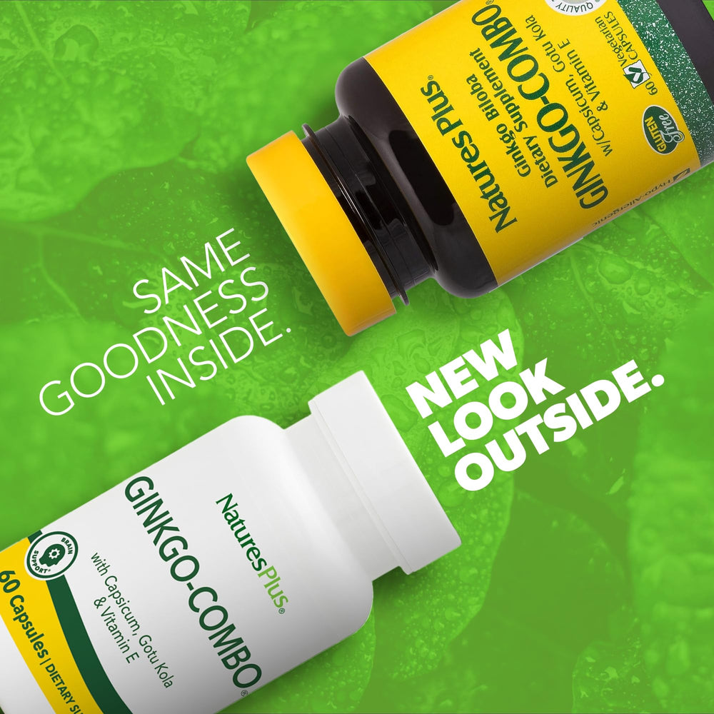 Close-up of Gingko-Combo bottle label showing 120 mg