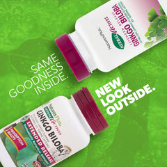 Ginkgo Biloba capsules showing 100 mg extract with standardization 24% flavone-glycosides and 6% terpene lactones