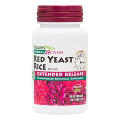 Bottle label for Natures Plus Herbal Actives Red Yeast Rice Extended Release 600mg
