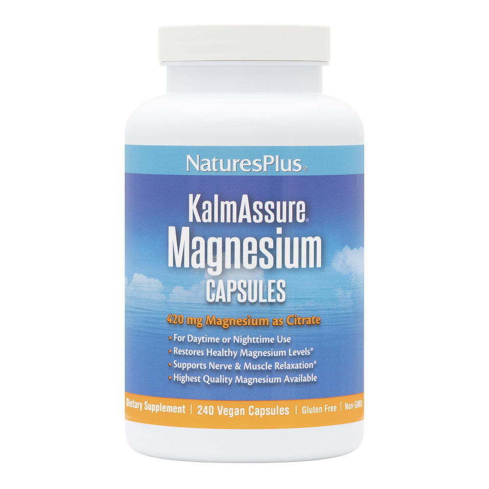 Natures Plus KalmAssure Magnesium bottle with 240 vegan capsules