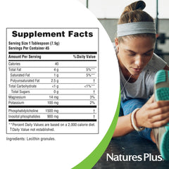 Serving size and servings for Natures Plus Lecithin Granules 12 oz