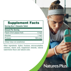 Side view of Natures Plus Papaya Enzyme chewable tablets