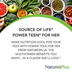 Close-up of Power Teen for Her Chewable Wild Berry tablets