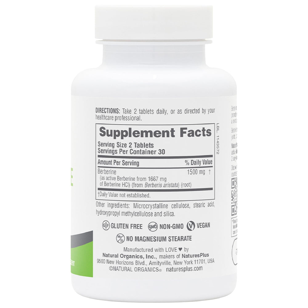 Bottle with label of Natures Plus PRO Berberine 1500 mg