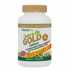 Front view of Natures Plus Source of Life Gold Multivitamin bottle