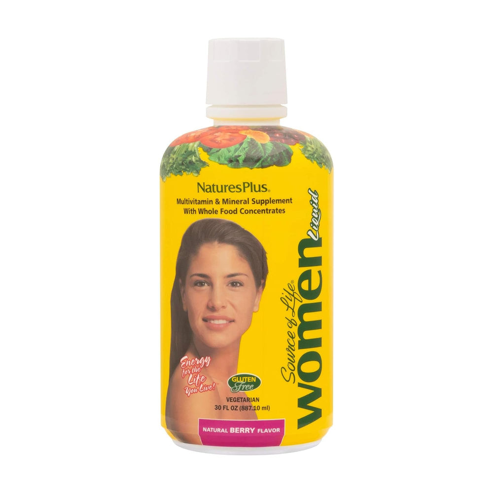 Bottle of Natures Plus Source of Life Women Liquid Multivitamin Berry Flavor 30 oz