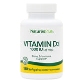 Front view of Nature's Plus Vitamin D3 1000 IU softgels bottle