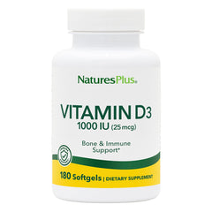 Front view of Nature's Plus Vitamin D3 1000 IU softgels bottle