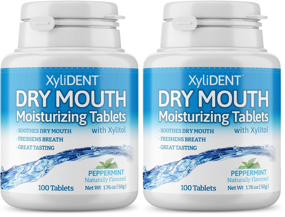 Nature's Stance XyliDENT dry mouth tablets bottle with peppermint label