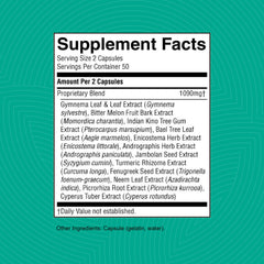 Arrangement of capsules and bottle from Nature's Sunshine Blood Sugar Formula
