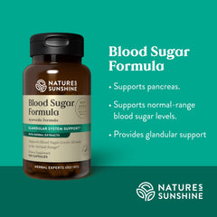 Product packaging and marketing materials for Nature's Sunshine Blood Sugar Formula