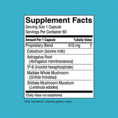 Colostrum capsules shown beside the bottle