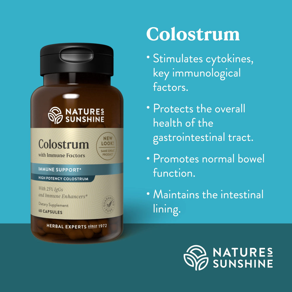 Nature's Sunshine Colostrum container with 60 capsules
