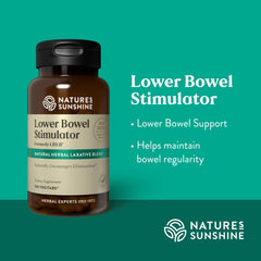 Packaging back of Nature's Sunshine Lower Bowel Stimulator with dosage information
