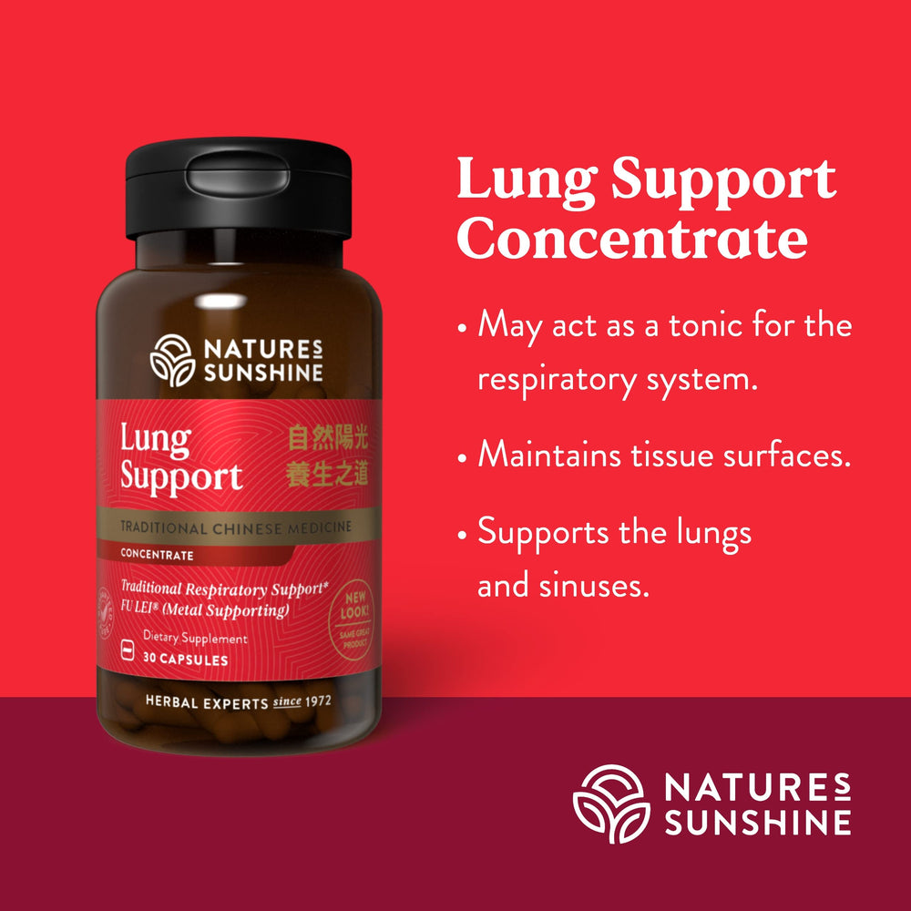 Back panel of Lung Support bottle showing supplement facts
