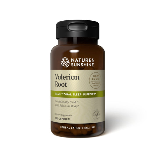Nature's Sunshine Valerian Root 100 Capsules bottle with label