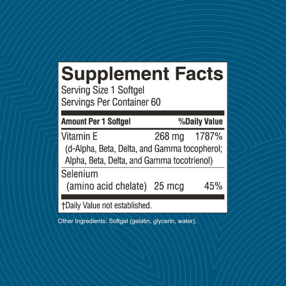 60 softgels in bottle viewed from top