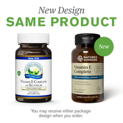 Nature's Sunshine branding on Vitamin E Complete label