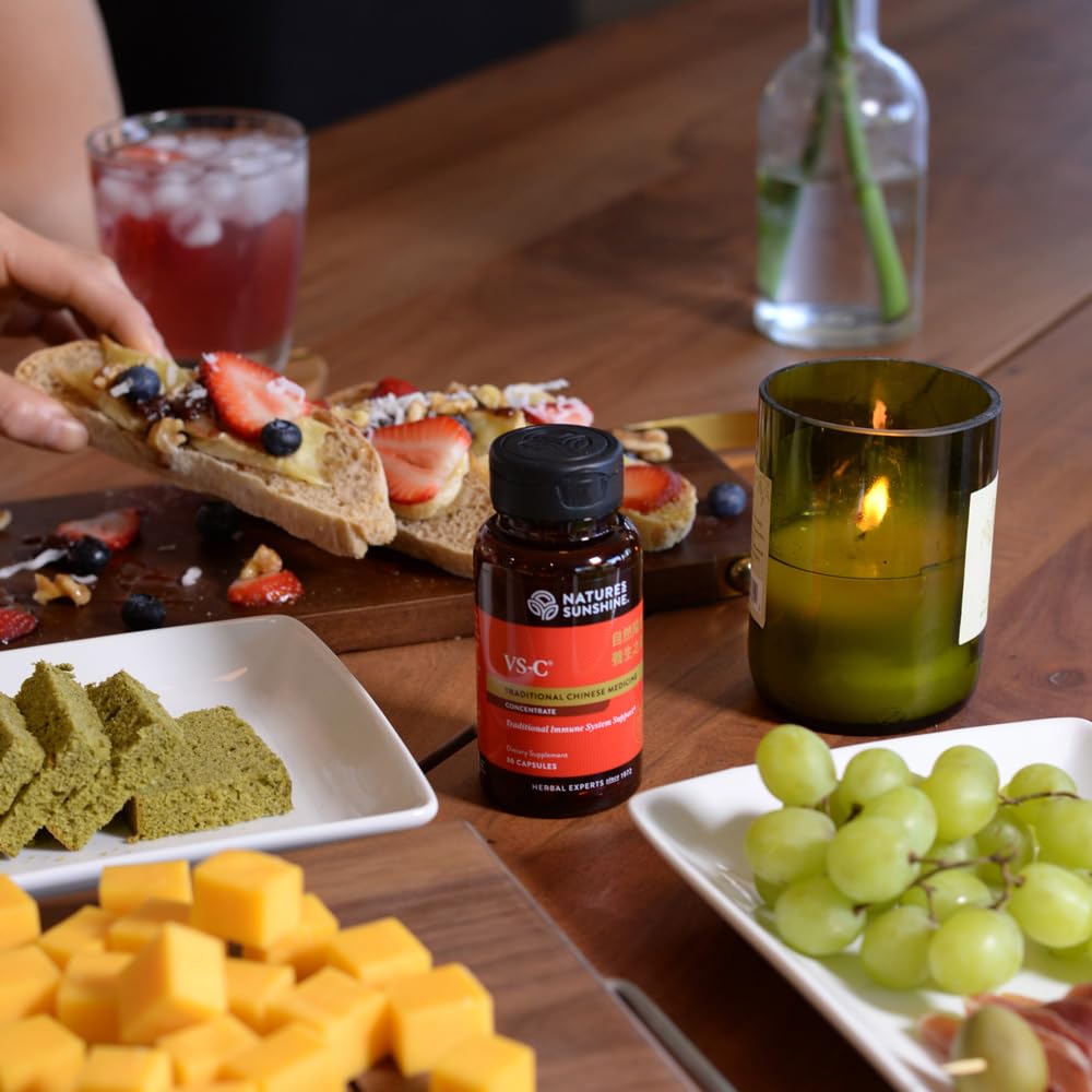 Nature's Sunshine VS-C TCM capsules closeup emphasizes concentrated immune support
