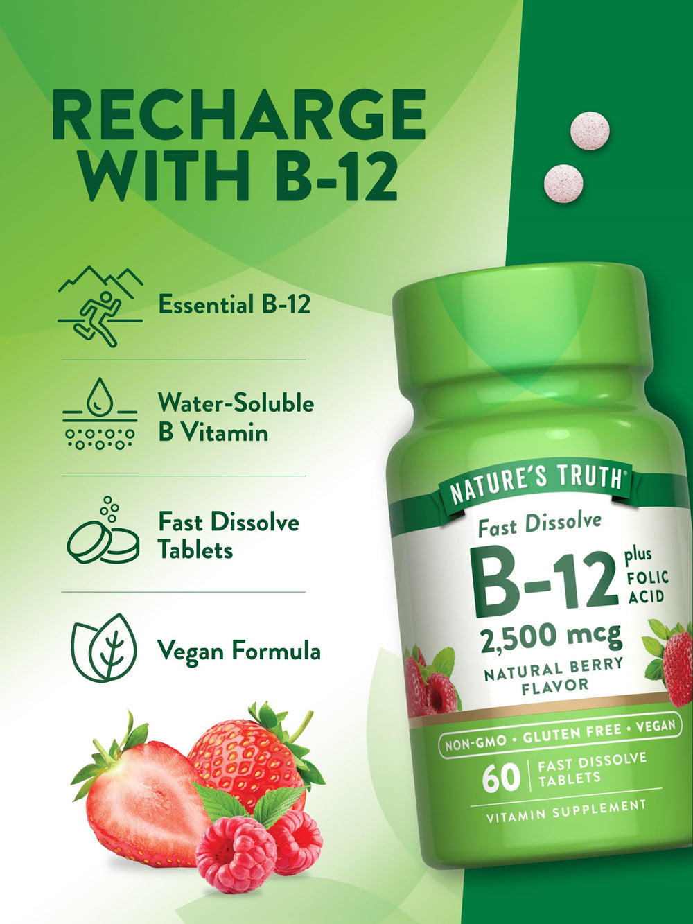 Graphic highlighting 400 mcg folic acid for B12 support