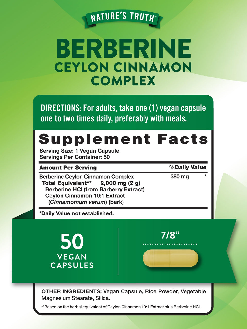 Label showing 2,000 mg per vegan capsule