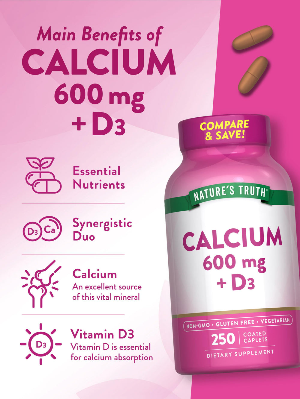 Calcium carbonate supplement packaging label