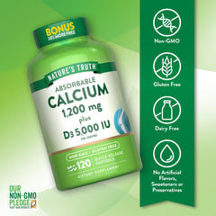 Close-up of supplement facts showing gluten-free and non-GMO ingredients