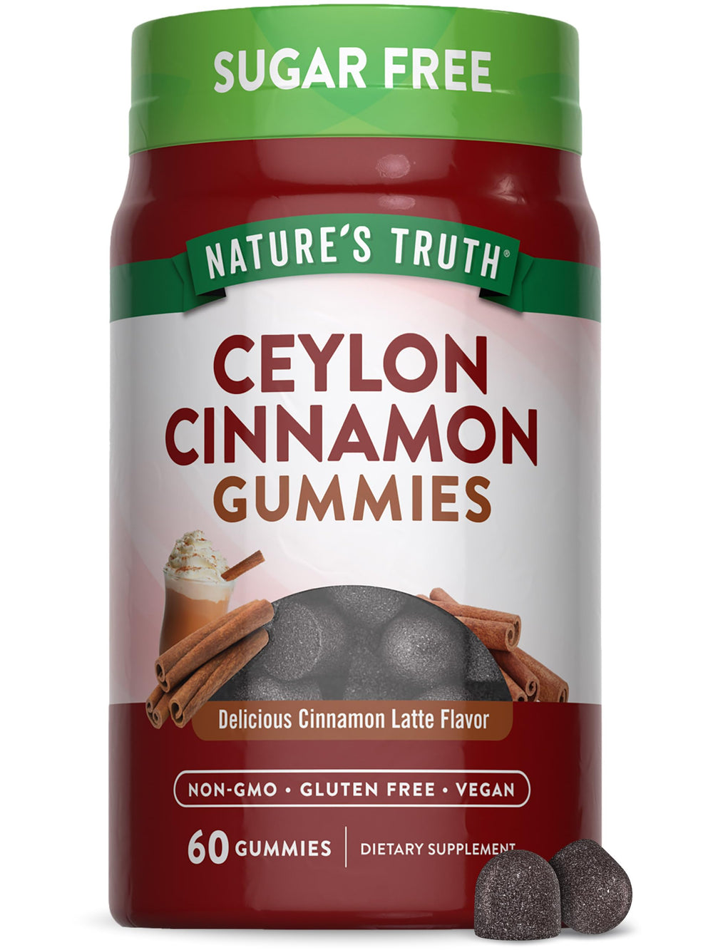 Bottle packshot of Nature's Truth Ceylon Cinnamon Gummies