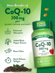 Supplement facts panel for Nature's Truth CoQ10 200 mg