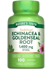 Bottle of Nature's Truth Echinacea Goldenseal Capsules 100 count