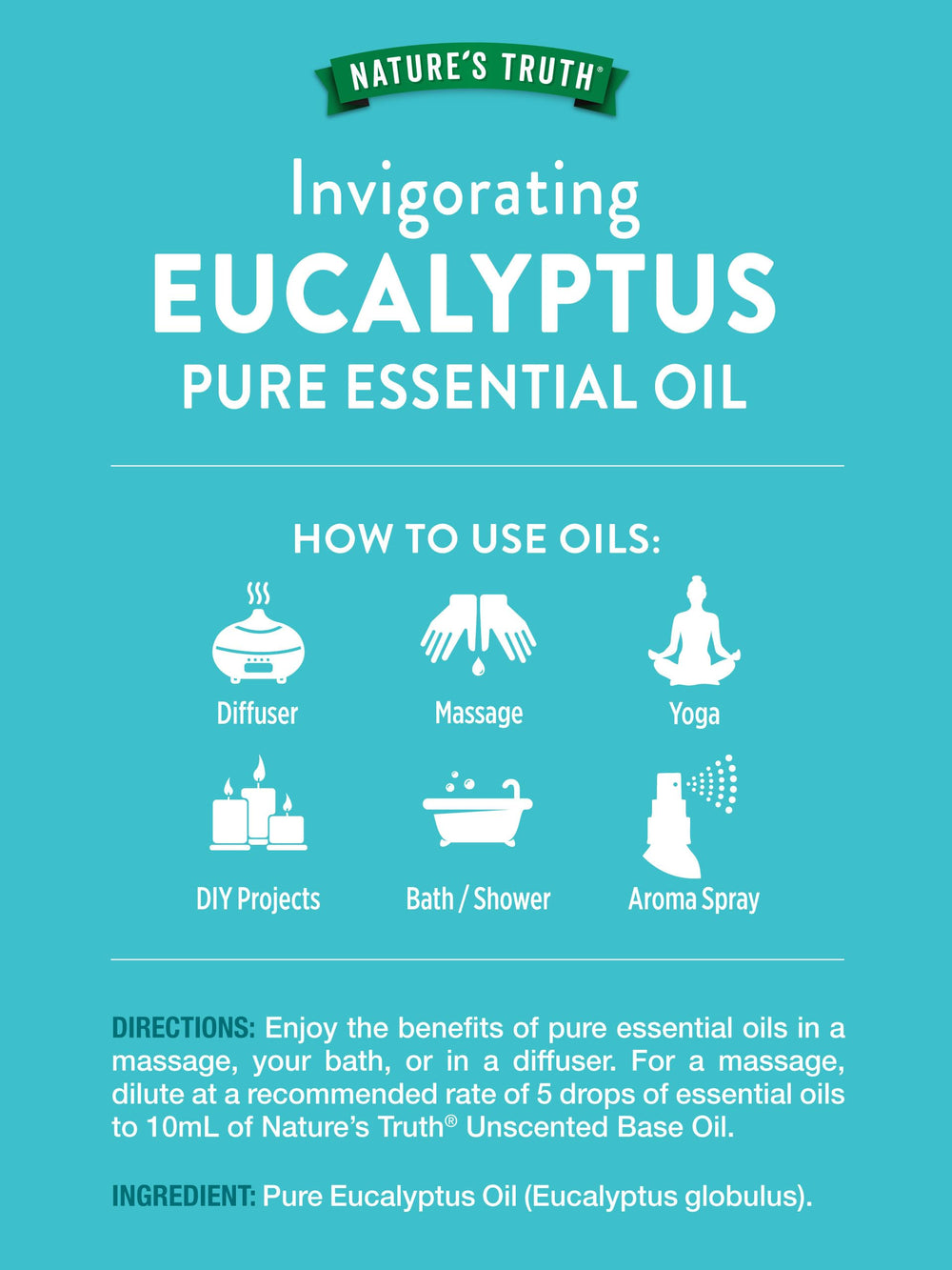 Close-up of Eucalyptus Essential Oil bottle label