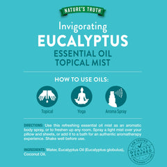 Close-up of eucalyptus mist spray bottle label