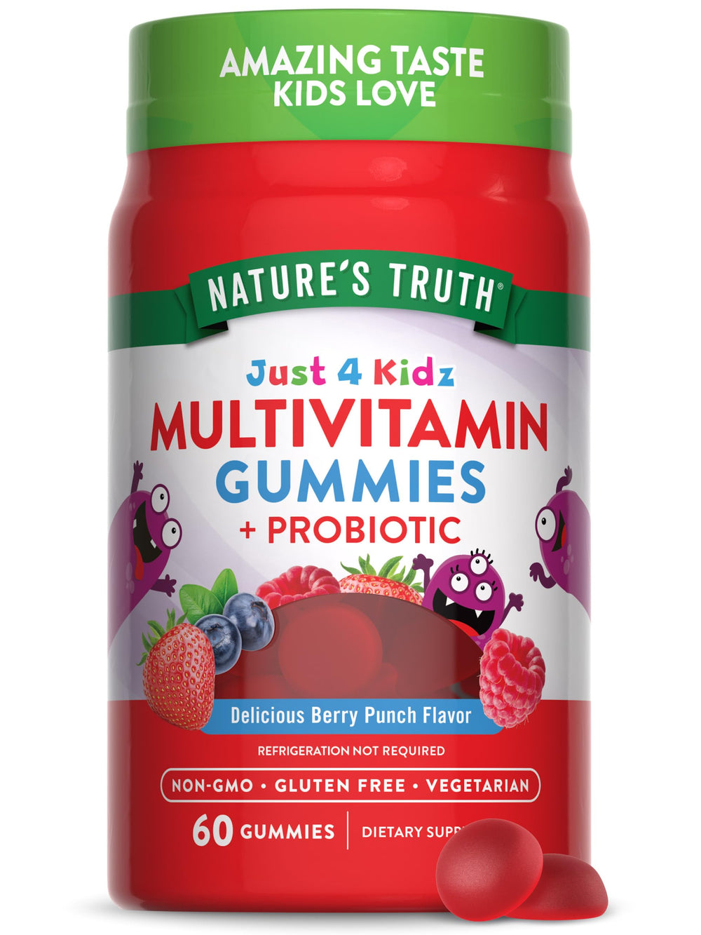 Bottle of Nature's Truth Kids Multivitamin Gummies with Probiotics in Berry Punch