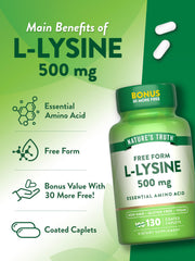 Bottle and cap of Nature's Truth L-Lysine 500mg