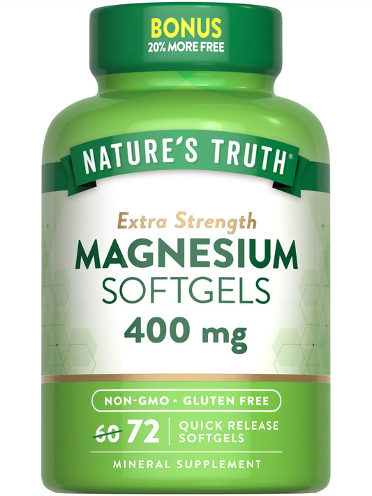 Nature's Truth Magnesium 400mg 72 softgels bottle