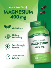 Nutrition facts panel for Nature's Truth Magnesium 400mg softgel