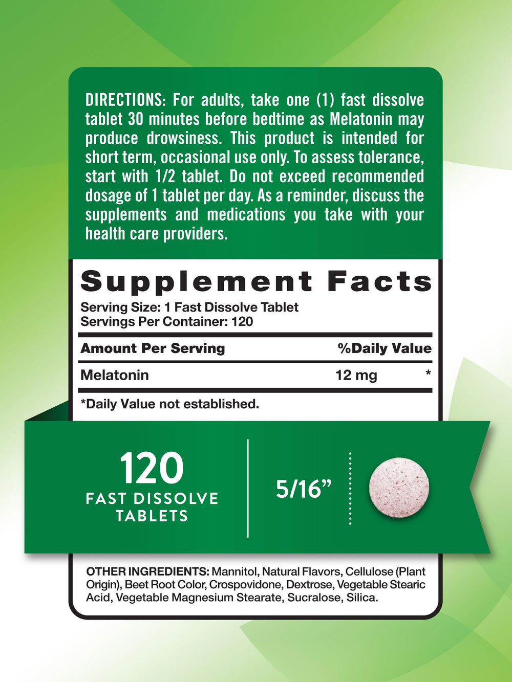 Berry-flavored melatonin fast-dissolve tablet serving