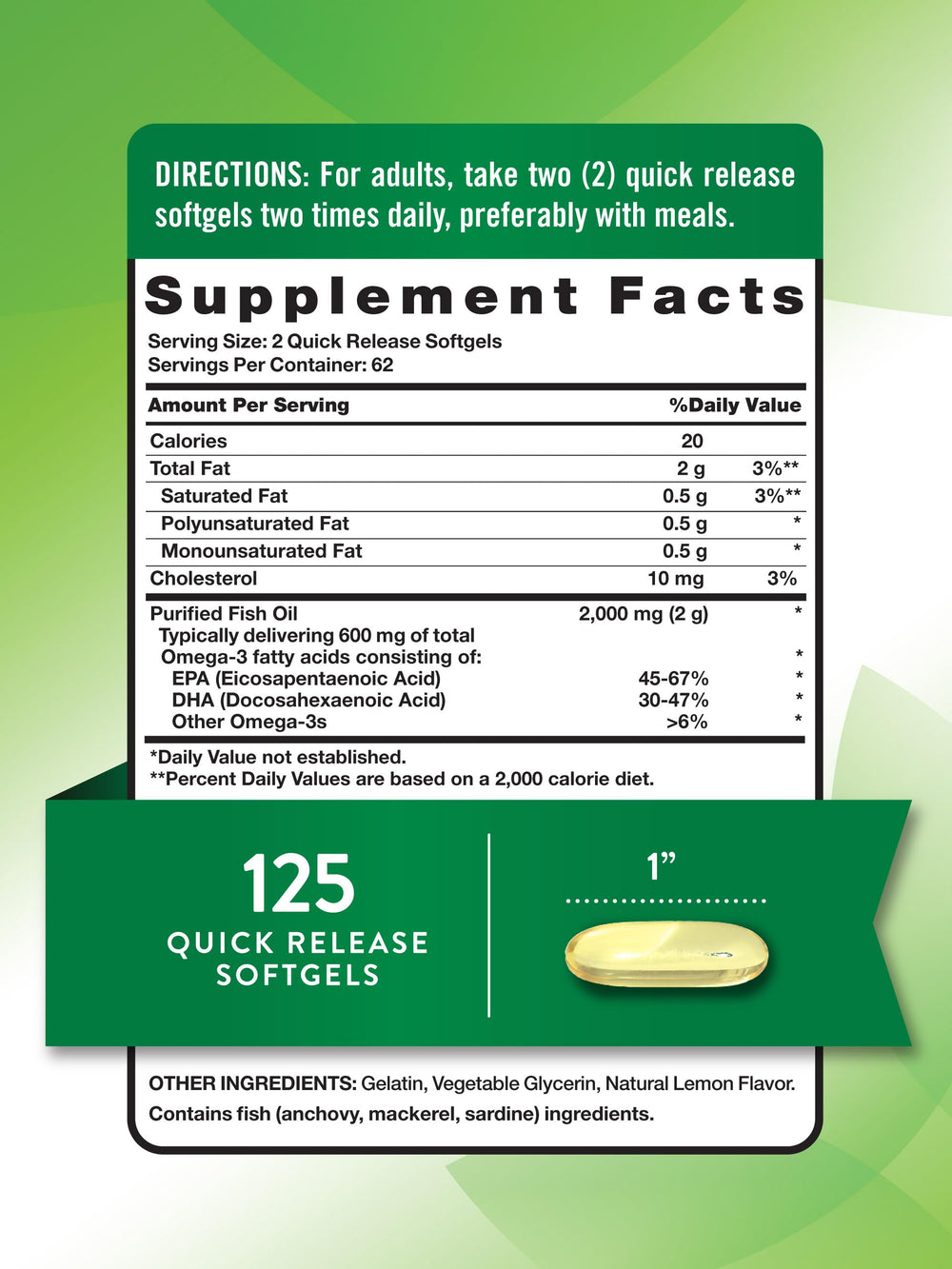 Lemon flavor burpless omega-3 softgels illustration
