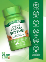Close-up of a single papaya enzyme chewable tablet