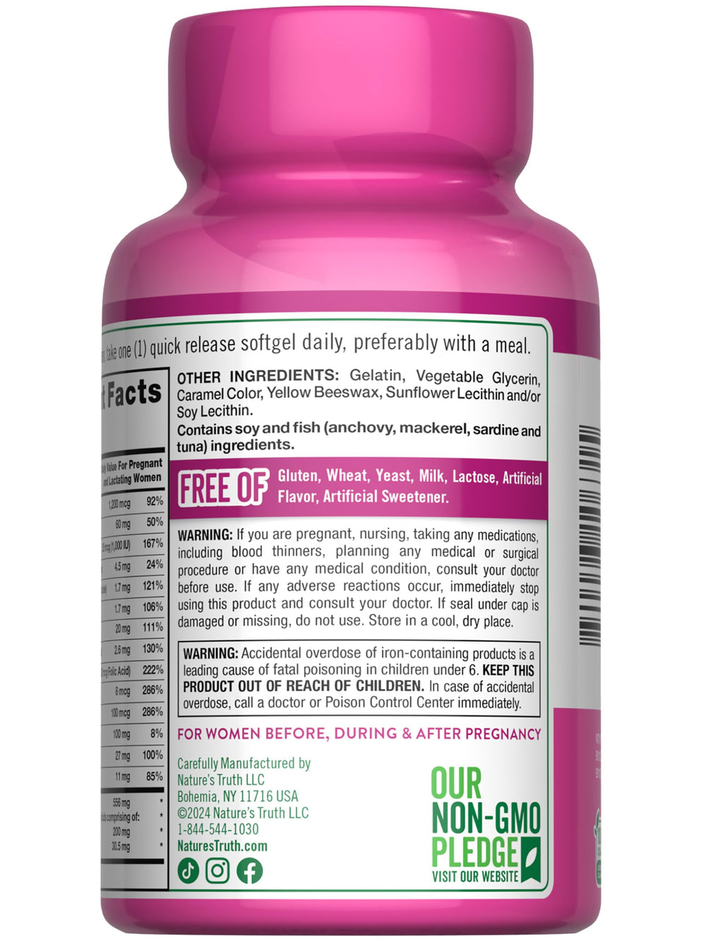 Lifestyle image of a pregnant woman with prenatal vitamins