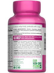 Lifestyle image of a pregnant woman with prenatal vitamins