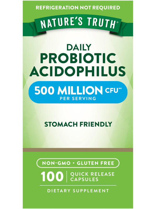 Front view of Nature's Truth Probiotics bottle for men and women