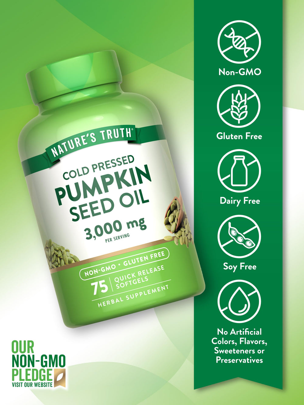 Ingredients panel for Nature's Truth Pumpkin Seed Oil