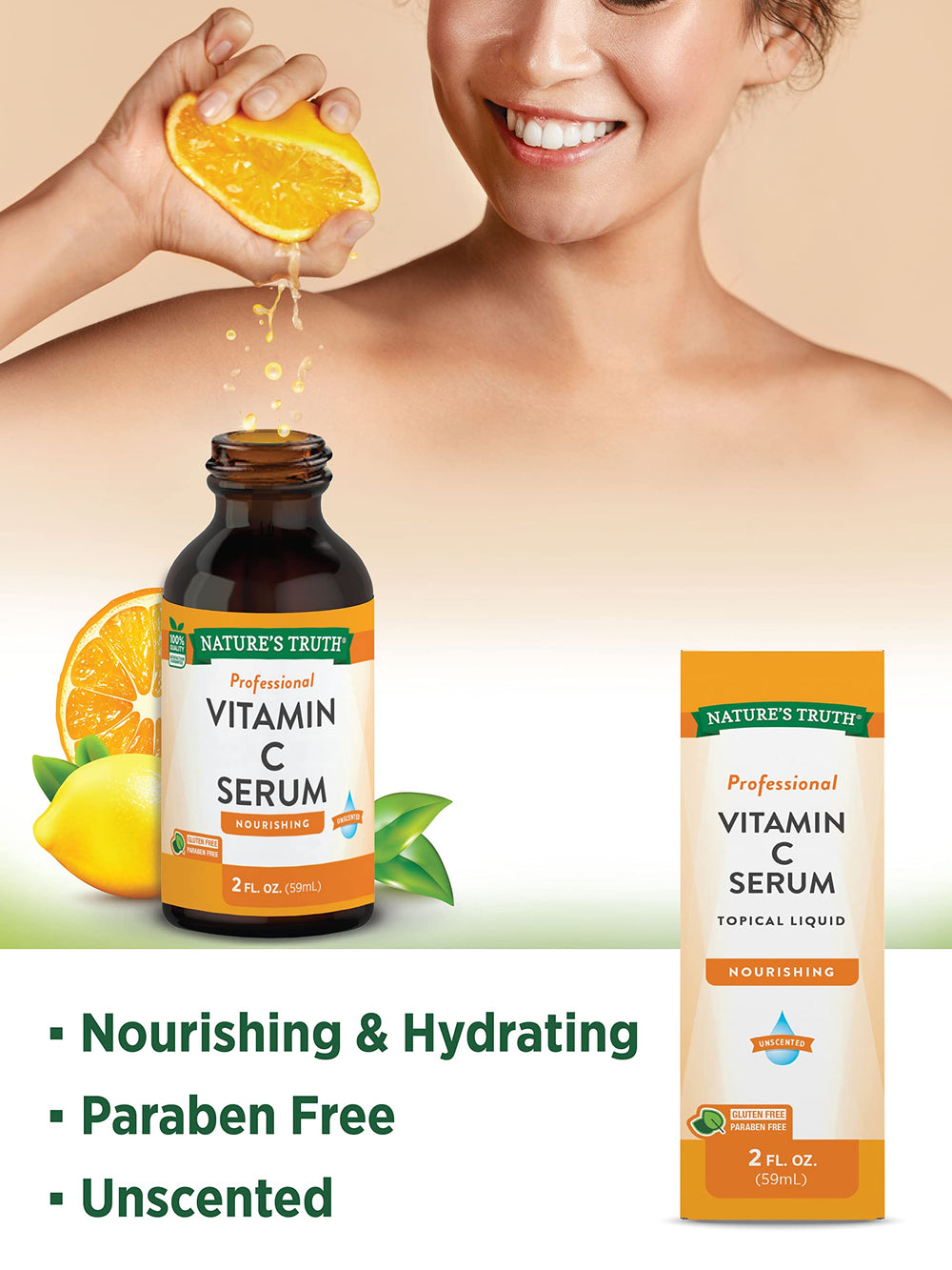Close-up of serum texture and glow on skin
