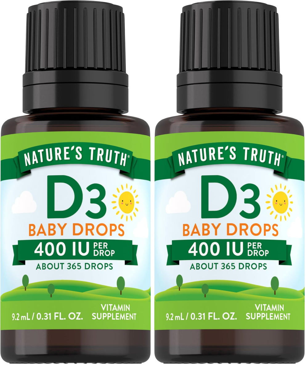 Bottle of Nature's Truth Vitamin D Drops for Infants with 9.2 mL size