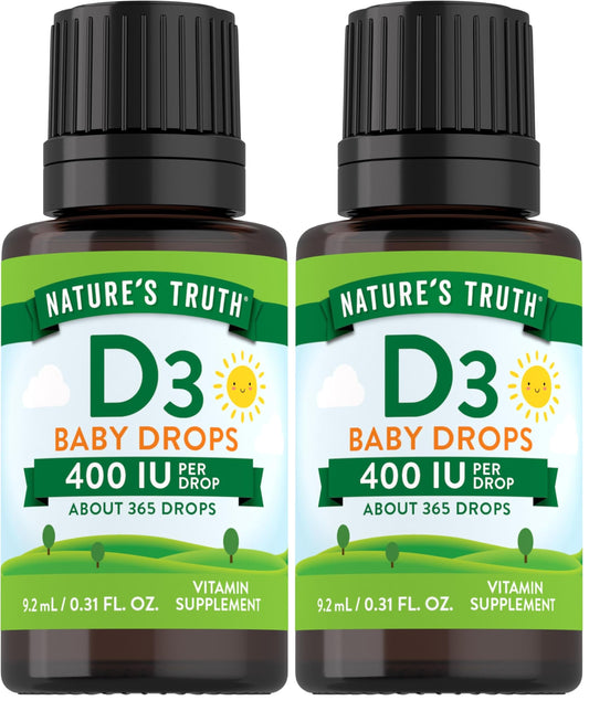 Bottle of Nature's Truth Vitamin D Drops for Infants with 9.2 mL size
