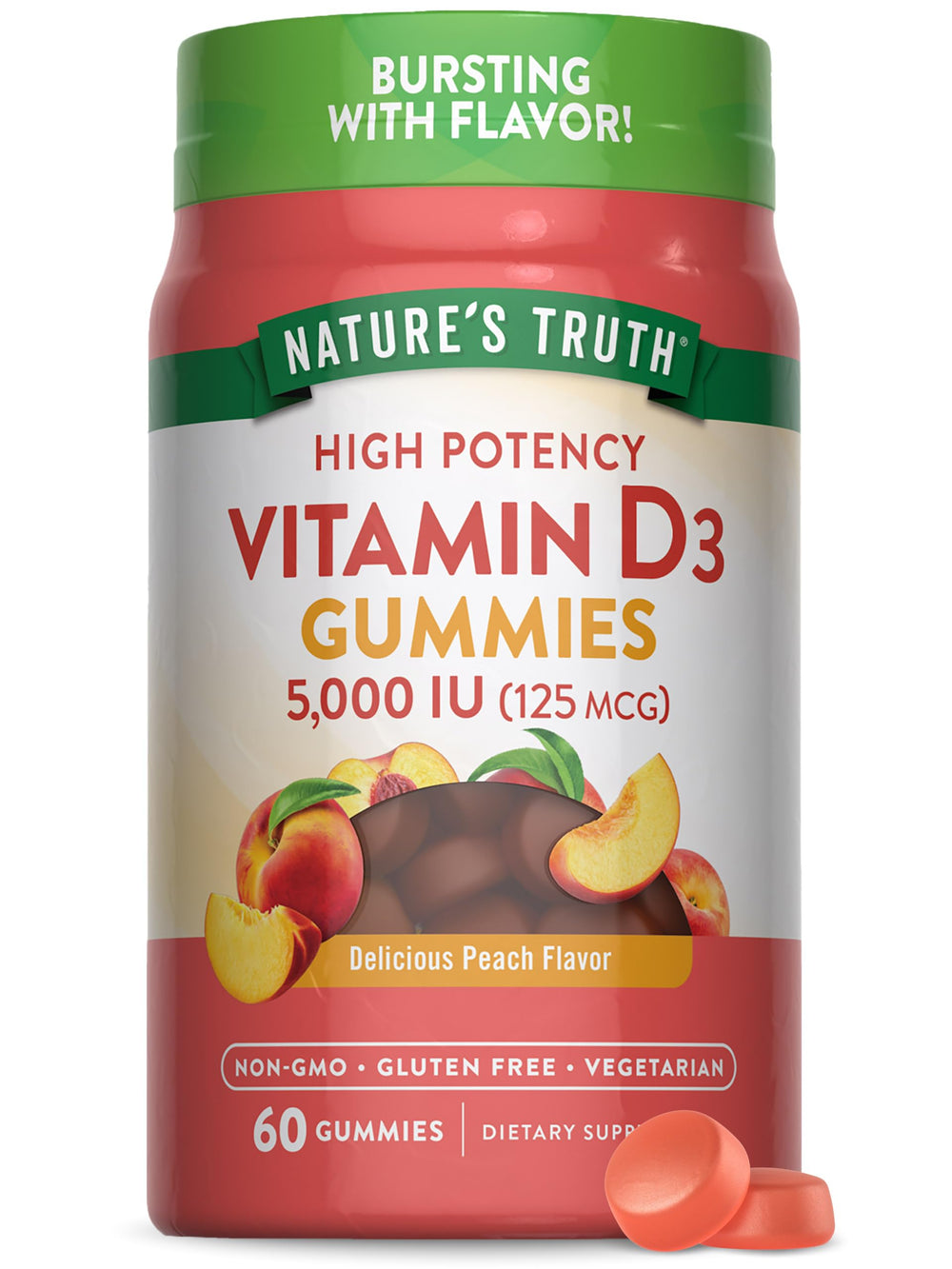 Nature's Truth Vitamin D3 Gummies peach flavor bottle